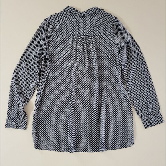 J.Jill Women's V-neck Button Down Collared Print Blouse - Picture 11 of 11